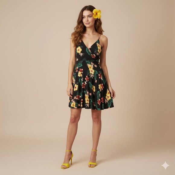 Hawaiian Floral Print Sundress - Picture 1 of 4